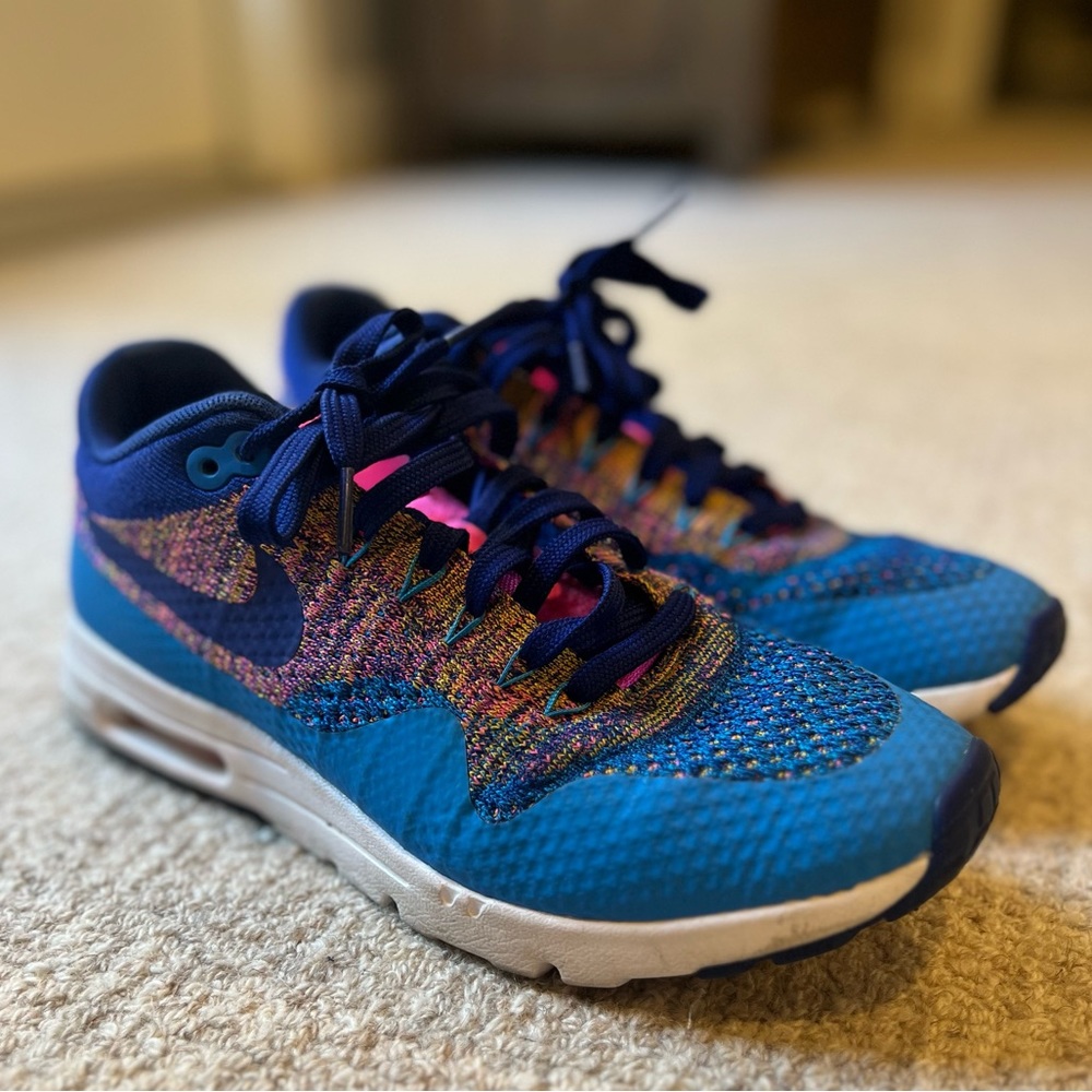 👟 NIKE AIR MAX 1 ULTRA FLYKNIT - BLUE ROYAL ROSE BLAST [RARE]
